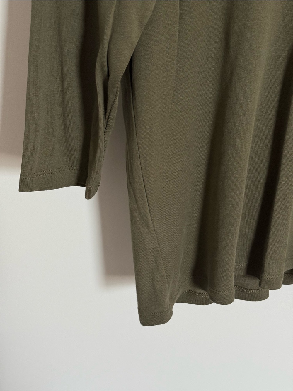 NWT Chico’s Paige V-neck 3/4 Sleeve Top Olive Night Green 100% Cotton 2 Large - Picture 6 of 10